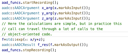 AADC Integration Step 2: Recording Monte Carlo function with marked inputs and outputs for kernel generation